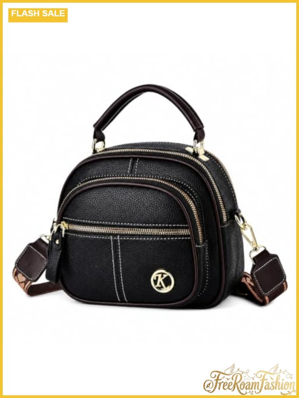 PU Leather Crossbody Saddle Bag Adjustable Detachable Strap Women Commuting